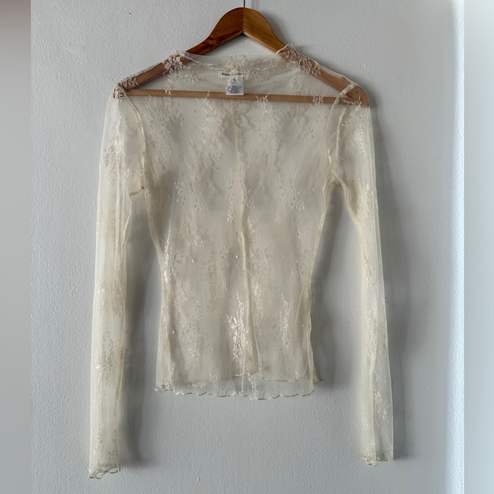Ivory Lace sheer Blouse - size small